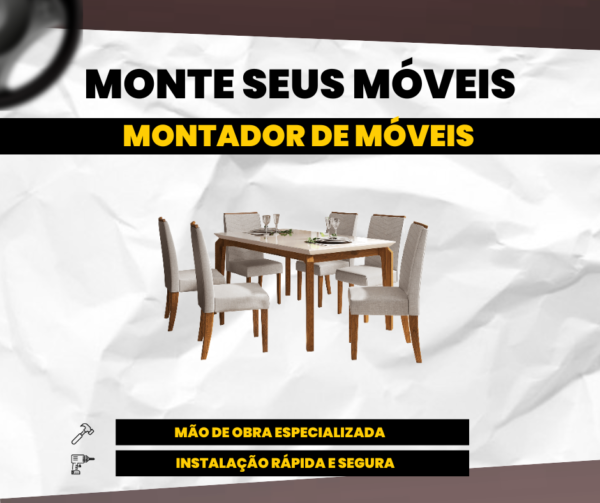 Montagem de Mesa de 6 cadeiras de madeira - Montador de Móveis Campinas